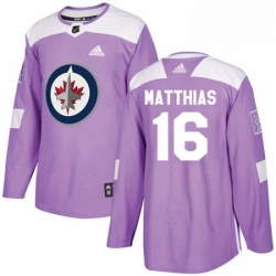 Youth Adidas Winnipeg Jets 16 Shawn Matthias Authentic Purple Fights Cancer Practice NHL Jersey 