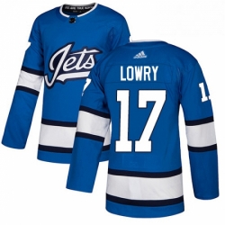 Youth Adidas Winnipeg Jets 17 Adam Lowry Authentic Blue Alternate NHL Jersey 