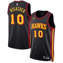 Men Atlanta Hawks 10 Zaccharie Risacher Black 2024 Draft Statement Edition Stitched Jersey