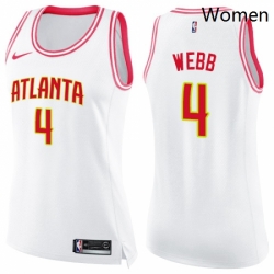 Womens Nike Atlanta Hawks 4 Spud Webb Swingman WhitePink Fashion NBA Jersey