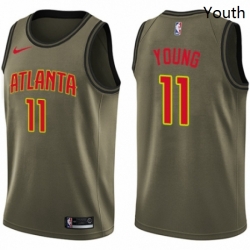 Youth Nike Atlanta Hawks 11 Trae Young Swingman Green Salute to Service NBA Jersey 