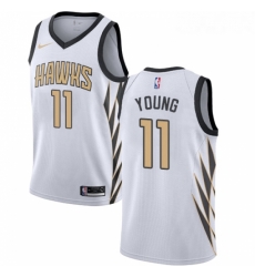 Youth Nike Atlanta Hawks 11 Trae Young Swingman White NBA Jersey City Edition 