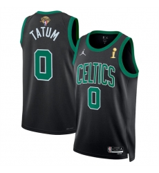 Men Boston Celtics 0 Jayson Tatum Black 2024 Finals Champions Statement Edition Stitched Basketball Jersey