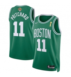 Men Boston Celtics 11 Payton Pritchard Kelly Green 2024 Finals Champions Icon Edition Stitched Basketball Jersey