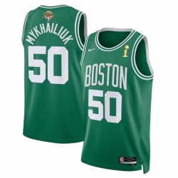 Men Boston Celtics 50 Svi Mykhailiuk Kelly Green 2024 Finals Champions Icon Edition Stitched Basketball Jersey