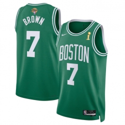 Men Boston Celtics 7 Jaylen Brown Green 2024 Finals Champions Icon Edition Stitched Basketball Jersey