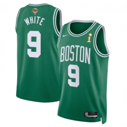 Men Boston Celtics 9 Derrick White Kelly Green 2024 Finals Champions Icon Edition Stitched Basketball Jersey