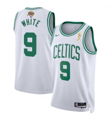 Men Boston Celtics 9 Derrick White White 2024 Finals Champions Association Edition Stitched Basketball Jersey