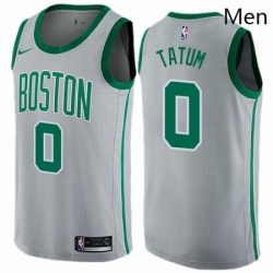 Mens Nike Boston Celtics 0 Jayson Tatum Swingman Gray NBA Jersey City Edition 