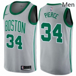 Mens Nike Boston Celtics 34 Paul Pierce Swingman Gray NBA Jersey City Edition 