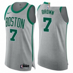 Mens Nike Boston Celtics 7 Jaylen Brown Authentic Gray NBA Jersey City Edition