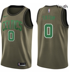 Youth Nike Boston Celtics 0 Jayson Tatum Swingman Green Salute to Service NBA Jersey 