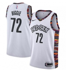 Men Nike 2019-20 Nets Biggie #72 City Jersey White