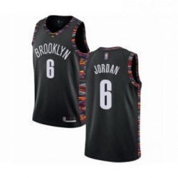 Mens Brooklyn Nets 6 DeAndre Jordan Authentic Black Basketball Jersey 2018 19 City Edition