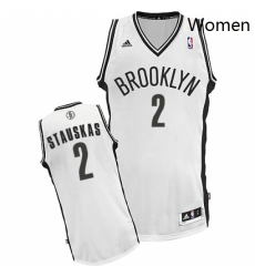 Womens Adidas Brooklyn Nets 2 Nik Stauskas Swingman White Home NBA Jersey 