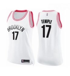 Womens Brooklyn Nets 17 Garrett Temple Swingman White Pink Fashion Basketball Jersey 