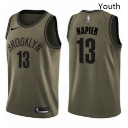 Youth Nike Brooklyn Nets 13 Shabazz Napier Swingman Green Salute to Service NBA Jersey 