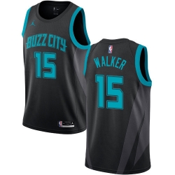 Nike Hornets #15 Kemba Walker Black NBA Jordan Swingman City Edition 2018 19 Jersey