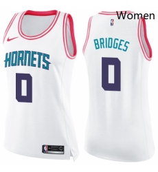 Womens Nike Charlotte Hornets 0 Miles Bridges Swingman White Pink Fashion NBA Jersey 