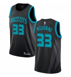 Womens Nike Jordan Charlotte Hornets 33 Alonzo Mourning Swingman Black NBA Jersey 2018 19 City Edition