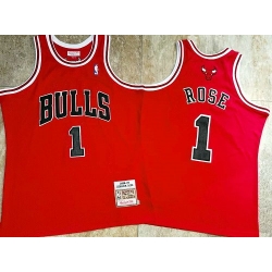 Men Chicago Bulls 1 Derrick Rose Red 2008 09 Hardwood Classics Jersey