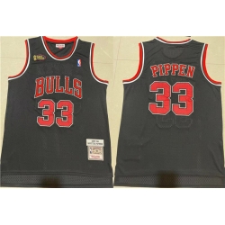 Men Chicago Bulls 33 Scottie Pippen 1997 98 Black Throwback Stitched Jersey