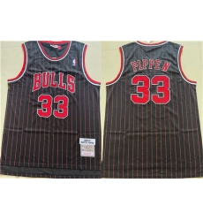 Men Chicago Bulls 33 Scottie Pippen Black 1996 97 Throwback Stitched Jersey