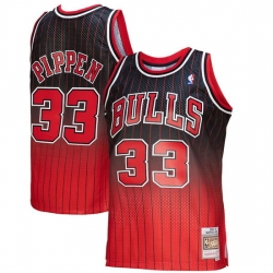 Men Chicago Bulls 33 Scottie Pippen Red Balck Mitchell Ness Throwback Stitched Jersey