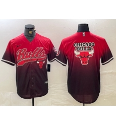 Men Chicago Bulls Red Black With Patch Cool Base Stitched Baseball jerseys