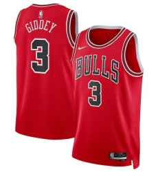 Men Nike Chicago Bulls Josh Giddey #3 Stitched Basketball Swingman Jersey Red