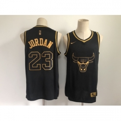 Men's Chicago Bulls #23 Michael Jordan Nike Black Gold Swingman Player Jersey