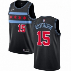 Mens Nike Chicago Bulls 15 Chandler Hutchison Swingman Black NBA Jersey City Edition 