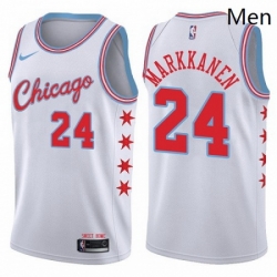 Mens Nike Chicago Bulls 24 Lauri Markkanen Swingman White NBA Jersey City Edition