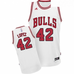 Womens Adidas Chicago Bulls 42 Robin Lopez Swingman White Home NBA Jersey