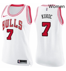 Womens Nike Chicago Bulls 7 Toni Kukoc Swingman WhitePink Fashion NBA Jersey