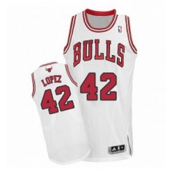 Youth Adidas Chicago Bulls 42 Robin Lopez Authentic White Home NBA Jersey