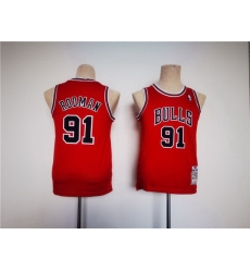 Youth Chicago Bulls 91 Dennis Rodman Red Stitched Basketball Jersey