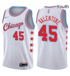 Youth Nike Chicago Bulls 45 Denzel Valentine Swingman White NBA Jersey City Edition