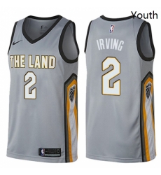 Youth Nike Cleveland Cavaliers 2 Kyrie Irving Swingman Gray NBA Jersey City Edition