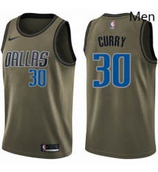 Mens Nike Dallas Mavericks 30 Seth Curry Swingman Green Salute to Service NBA Jersey 