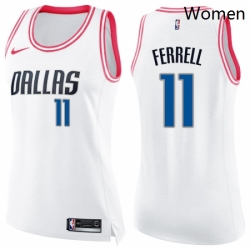 Womens Nike Dallas Mavericks 11 Yogi Ferrell Swingman WhitePink Fashion NBA Jersey 