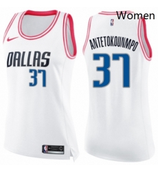 Womens Nike Dallas Mavericks 37 Kostas Antetokounmpo Swingman WhitePink Fashion NBA Jersey 