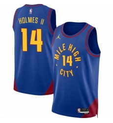 Men Denver Nuggets 14 DaRon Holmes II Blue 2024 Draft Statement Edition Stitched Basketball Jersey