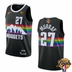 Men Denver Nuggets 27 Jamal Murray Black 2023 Finals City Edition Stitched Basketball Jersey