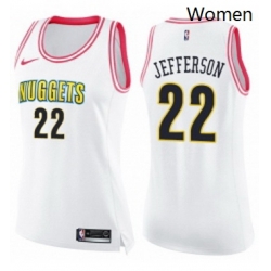 Womens Nike Denver Nuggets 22 Richard Jefferson Swingman WhitePink Fashion NBA Jersey 