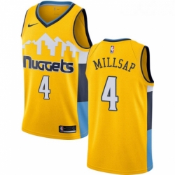 Womens Nike Denver Nuggets 4 Paul Millsap Authentic Gold Alternate NBA Jersey Statement Edition 