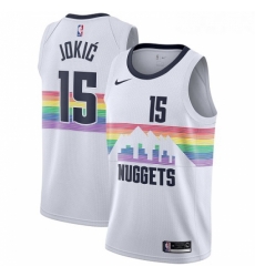 Youth Nike Denver Nuggets 15 Nikola Jokic Swingman White NBA Jersey City Edition