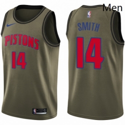 Mens Nike Detroit Pistons 14 Ish Smith Swingman Green Salute to Service NBA Jersey