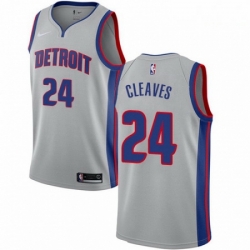 Mens Nike Detroit Pistons 24 Mateen Cleaves Swingman Silver NBA Jersey Statement Edition