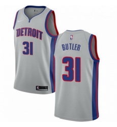 Mens Nike Detroit Pistons 31 Caron Butler Authentic Silver NBA Jersey Statement Edition